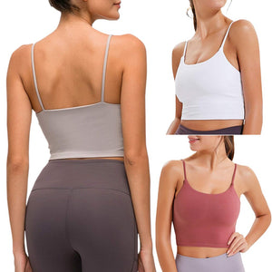 Elastic Sport Running Yoga Bra Women Breathable Solid Workout Fitness Gym Vest Padded Crop Tops Shockproof Sportswear