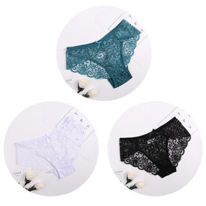 3pcs/Pack! Sexy Women Lace Panties Underwear Lace  Briefs S M L XL Transparent  Floral Bow Soft Lingerie