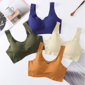 Ice Silk Bra Seamless Sport Bras Women Soft Thin Push Up Underwear Lingerie Sleep Top Chest Padded Bralette топ женский Bralette