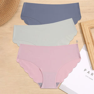 3PCS/Set M-XL Seamless Ice Silk Women Panties Sexy Pantys 7 Solid Colors Breathable Pantys Underwear For Girls Lingerie