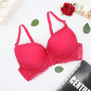 Plusgalpret Plus Size Women Big Cup Bra 38D 40D 42D 44D 46D 48D Lact Trim Embroidered Bras Three Hook and Eyes Femme Lingerie