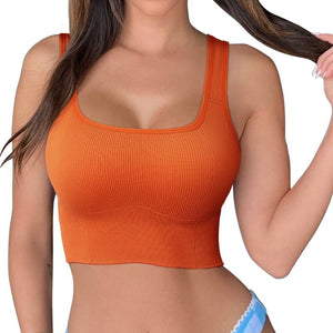 New Arrival Women Sexy Crop Top Tube Top Solid Casual Short Tank Tops Sports Underwear Yoga Fitness Sleep Vest Padded Tube Bra