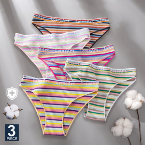 3PCS/Set Women Cotton Seamless Panties for Female M-XL Underwear Panty Sexy Colorful Striped Lingerie Letter Waist Brief