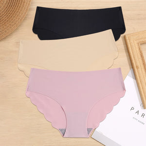 3PCS/Set M-XL Seamless Ice Silk Women Panties Sexy Pantys 7 Solid Colors Breathable Pantys Underwear For Girls Lingerie