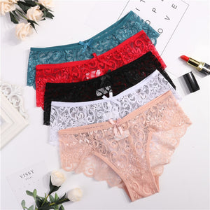 3pcs/Pack! Sexy Women Lace Panties Underwear Lace  Briefs S M L XL Transparent  Floral Bow Soft Lingerie