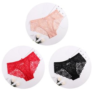 3pcs/Pack! Sexy Women Lace Panties Underwear Lace  Briefs S M L XL Transparent  Floral Bow Soft Lingerie