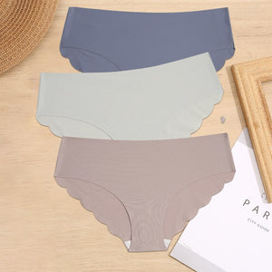 3PCS/Set M-XL Seamless Ice Silk Women Panties Sexy Pantys 7 Solid Colors Breathable Pantys Underwear For Girls Lingerie