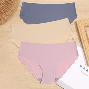 3PCS/Set M-XL Seamless Ice Silk Women Panties Sexy Pantys 7 Solid Colors Breathable Pantys Underwear For Girls Lingerie