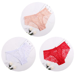 3pcs/Pack! Sexy Women Lace Panties Underwear Lace  Briefs S M L XL Transparent  Floral Bow Soft Lingerie