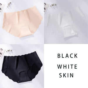 3Pcs/Set Seamless Underwear Silk Women&#39;s Solid Color Panties Lady Ruffle Underpants Girls Briefs Invisible Panty Sexy Lingerie