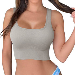 New Arrival Women Sexy Crop Top Tube Top Solid Casual Short Tank Tops Sports Underwear Yoga Fitness Sleep Vest Padded Tube Bra