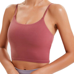 Elastic Sport Running Yoga Bra Women Breathable Solid Workout Fitness Gym Vest Padded Crop Tops Shockproof Sportswear