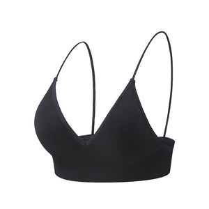 Fitness Yoga Top Deep V Sexy Triangle Cup Bralette Boneless Sports Bra Seamless Push Up Bra Women&#39;s Tube Top Crop Top