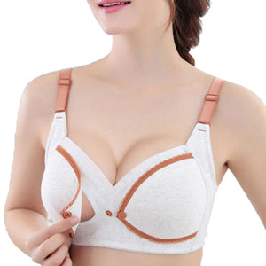 Women Soft Cotton Nursing Bra Underwear Maternity Feeding Front Backless Push Up Breathable Bra