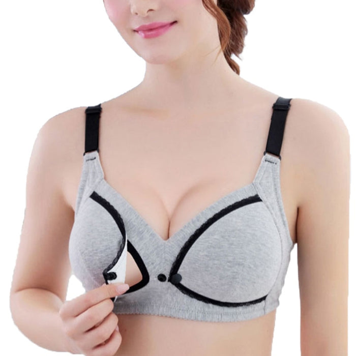 Women Soft Cotton Nursing Bra Underwear Maternity Feeding Front Backless Push Up Breathable Bra